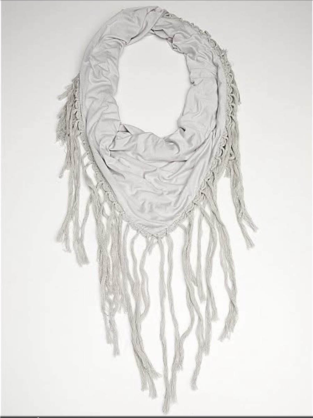 Marciano Light Gray Fringe Triangle Scarf